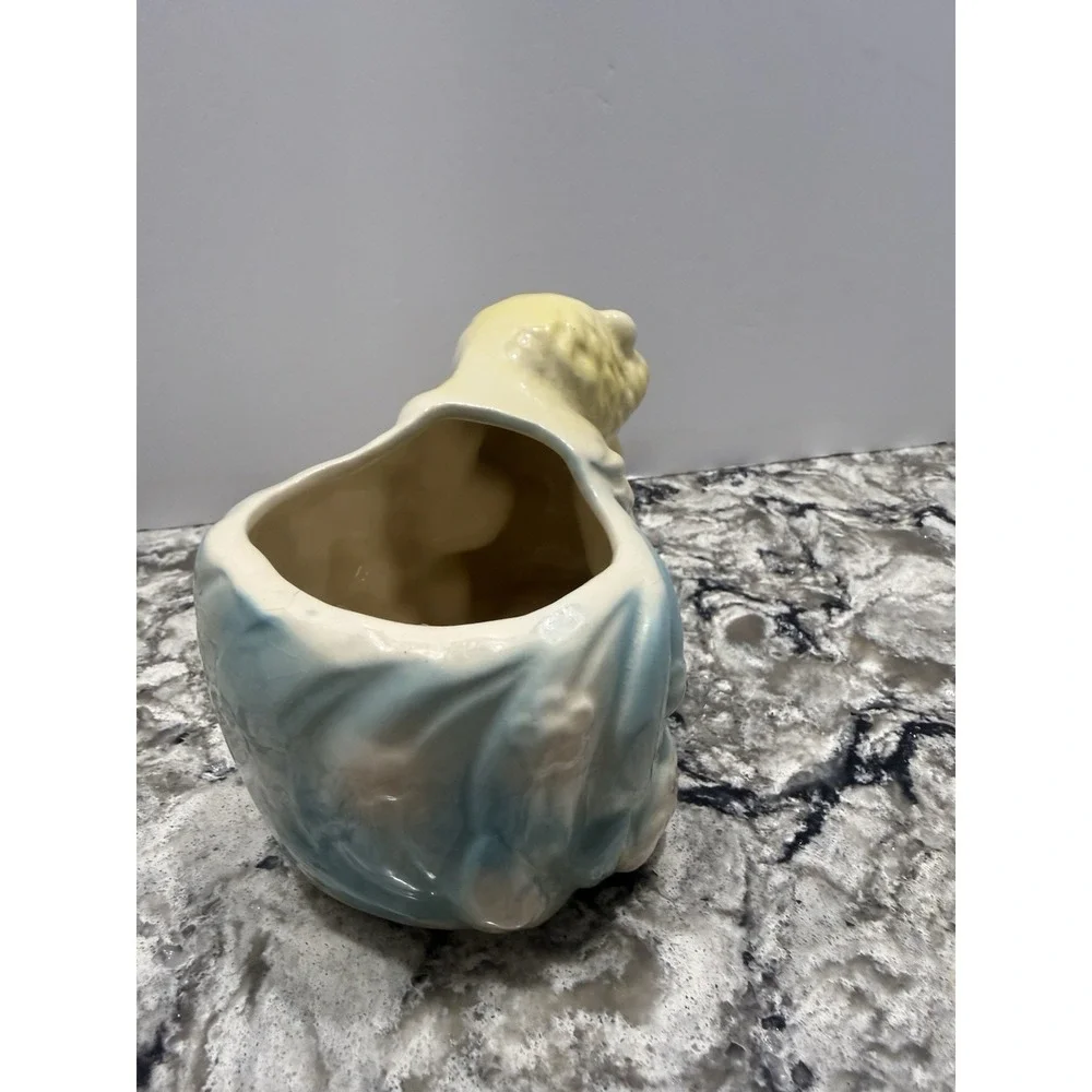 Vintage Skunk Cat Kitten Planter Pastel Yellow and Blue MCM